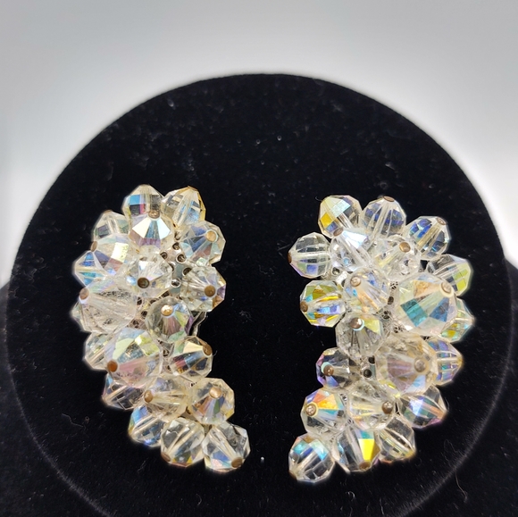 Vintage Clip Crystal Earrings Langua Napier Patent Pending - Picture 4 of 8